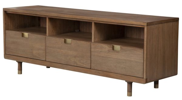 64  Sand Solid Wood Open shelving TV Stand Discount