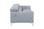 89  Light Blue Italian Leather Sofa With Silver Legs on Sale