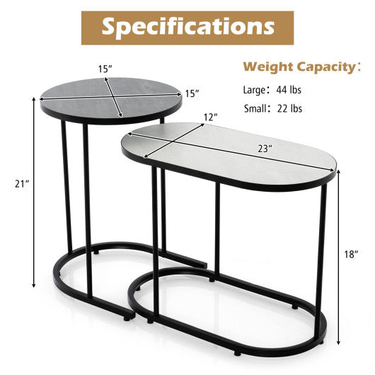 2-in-1 Design Faux Marble Top Tea Table Discount