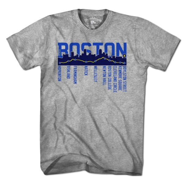 Boston Skyline Run Route T-Shirt Online Hot Sale