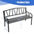 Patio Garden Bench with Metal Frame and Slatted Seat-Black on Sale