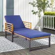 Adjustable Cushioned Patio Chaise Lounge Chair with 4-Level Backrest-Navy Hot on Sale