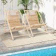 Solid Fir Wood Lounge Chair with 3-Level Adjustable Backrest and Soft Padded Headrest-Natural Fashion