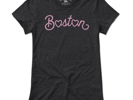 Boston Heart Script T-Shirt Online Sale