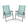 2 Set of Patio Dining Chair with Armrests and Metal Frame-Light Green Discount