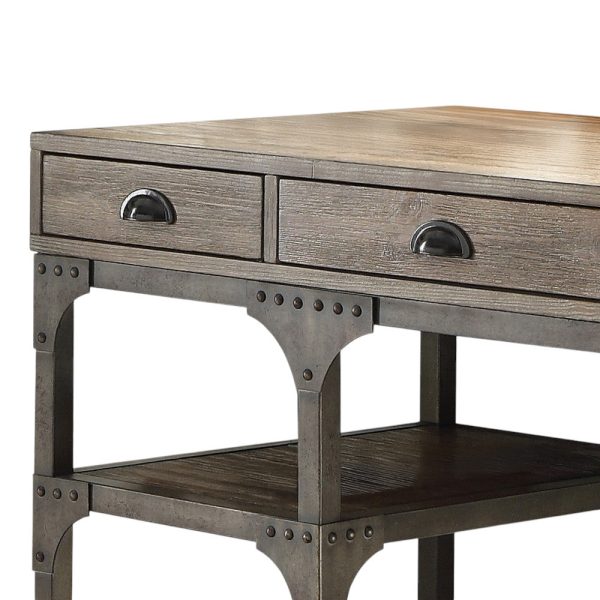 47  Natural and Gray Writing Desk With Three Drawers Supply