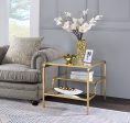 23  Gold And Clear Glass End Table With Two Shelves Online