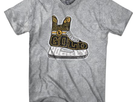 Black & Gold Boston Hockey Skate T-Shirt For Discount