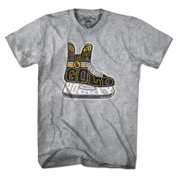 Black & Gold Boston Hockey Skate T-Shirt For Discount