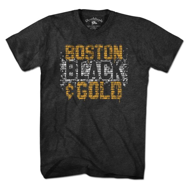 Boston Black & Gold Graffiti T-Shirt Fashion