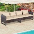 2 Pieces Patio Furniture Sofa Set with Cushions and Sofa Clips-Brown For Cheap