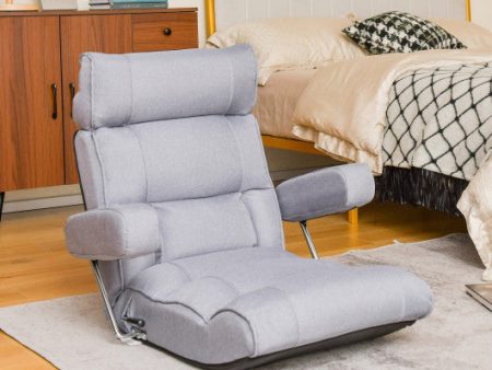 Adjustable Folding Sofa Chair with 6 Position Stepless Back-Gray Hot on Sale