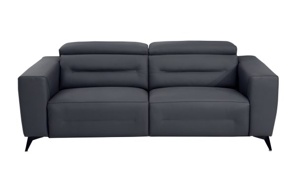 83  Gray Italian Leather USB Reclining Sofa With Black Legs Sale