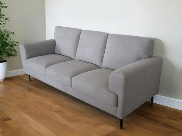 84  Light Gray Linen Sofa With Black Legs Discount