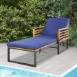 Adjustable Cushioned Patio Chaise Lounge Chair with 4-Level Backrest-Navy Hot on Sale