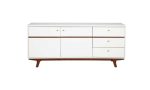 65  White Mahogany Solids And Veneer Cabinet Enclosed Storage TV Stand Hot on Sale