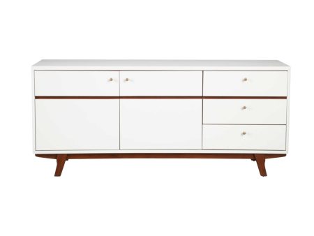 65  White Mahogany Solids And Veneer Cabinet Enclosed Storage TV Stand Hot on Sale