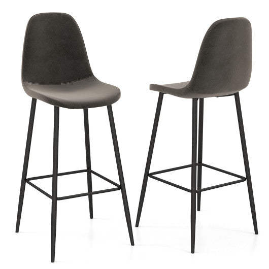 29.5 Inches High Back Bar Stools Set of 2-Dark Gray For Discount