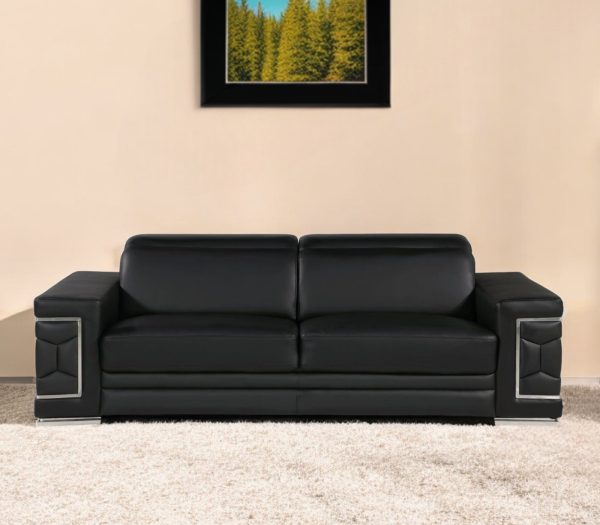 89  Black Leather Sofa With Silver Legs Online now