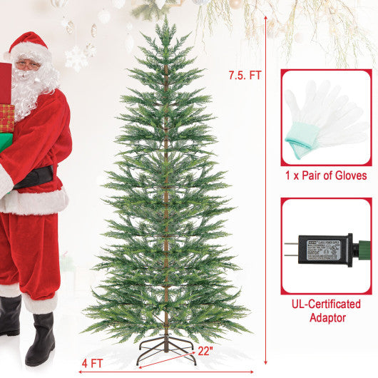 6.5 7.5 Feet Artificial Cypress Christmas Tree Pre-lit Hinged-7.5 ft Online