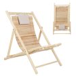 Solid Fir Wood Lounge Chair with 3-Level Adjustable Backrest and Soft Padded Headrest-Natural Fashion