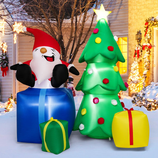 7 Feet Lighted Santa Claus and Christmas Tree with Gift Boxes Online Hot Sale