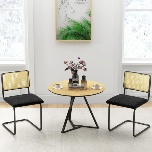 2 Pieces Mid-Century Modern Dining Chair with Cantilever Design-Black on Sale