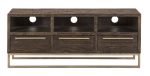 52  Deep Taupe Reclaimed Pine And Plywood Open Shelving TV Stand Online Sale