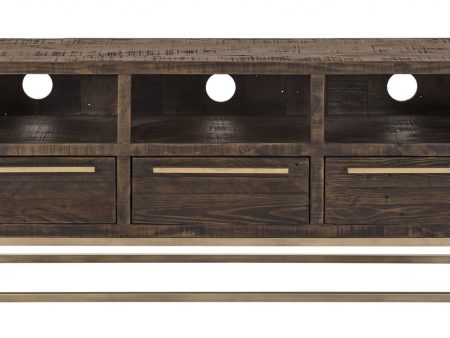 52  Deep Taupe Reclaimed Pine And Plywood Open Shelving TV Stand Online Sale