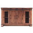 60  Brown Solid Wood Cabinet Enclosed Storage Distressed TV Stand Sale