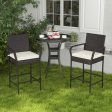 2 4 Pieces Outdoor PE Rattan Cushioned Barstool Set with Armrests-Set of 2 For Discount