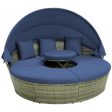 Outdoor PE Wicker Round Daybed with Retractable Canopy and Cushions-Navy For Discount