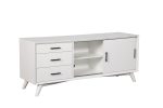 64  White Mahogany Solid Wood Enclosed and Open Storage TV Stand Hot on Sale