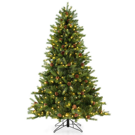 6 7 FT Artificial Christmas Tree with Pine Cones and Adjustable Brightness-6 ft Supply