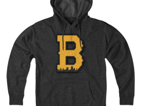 Black & Gold Big Block B Hoodie For Sale