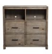 42  Brown Solid Wood Open Shelving TV Stand For Cheap