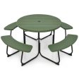 8-Person Outdoor Picnic Table and Bench Set with Umbrella Hole-Green Online