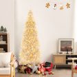 6 7 FT Pre-Lit Artificial Silver Tinsel Xmas Tree with 790 Branch Tips and 300 LED Lights-7 ft Fashion