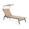 Outdoor Chaise Lounge Chair with Sunshade and 6 Adjustable Position-Brown For Discount