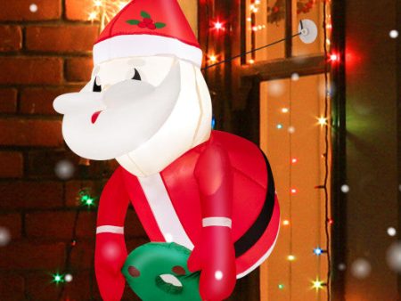 3.3 Feet Lighted Inflatable Santa Claus Broke Out from Window For Discount