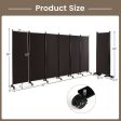 6 Panel 5.7 Feet Tall Rolling Room Divider on Wheels-Brown Online Hot Sale