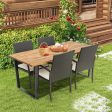 5 Pieces Patio Rattan Dining Set with Umbrella Hole and Seat Cushions Sale