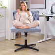 Armless Office Chair no Wheels, Ergonomic Wide Seat Swivel Desk Chair, Height Adjustable Cross Legged Comfortable Computer Chair for Living Room, Van Discount