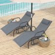 Outdoor Chaise Lounge Glider Chair with Armrests and Pillow-Gray Online