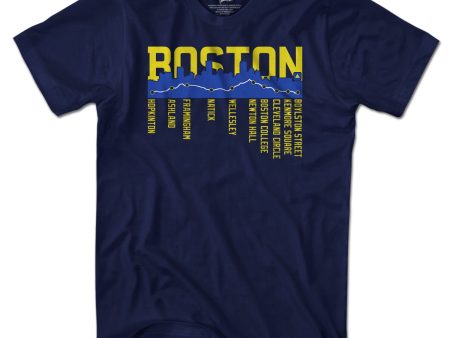 Boston Skyline Run Route T-Shirt Online Hot Sale