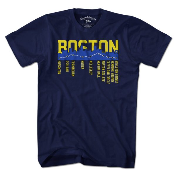 Boston Skyline Run Route T-Shirt Online Hot Sale