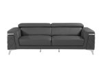 89  Dark Gray Italian Leather Sofa With Silver Legs For Discount