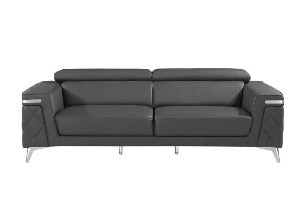 89  Dark Gray Italian Leather Sofa With Silver Legs For Discount