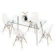 5 Pieces Rectangle Dining Table Set with 51 Inch Glass Tabletop-Gray Discount