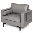 Modern Single Sofa with Cushion Bolster and Side Storage Pocket Supply